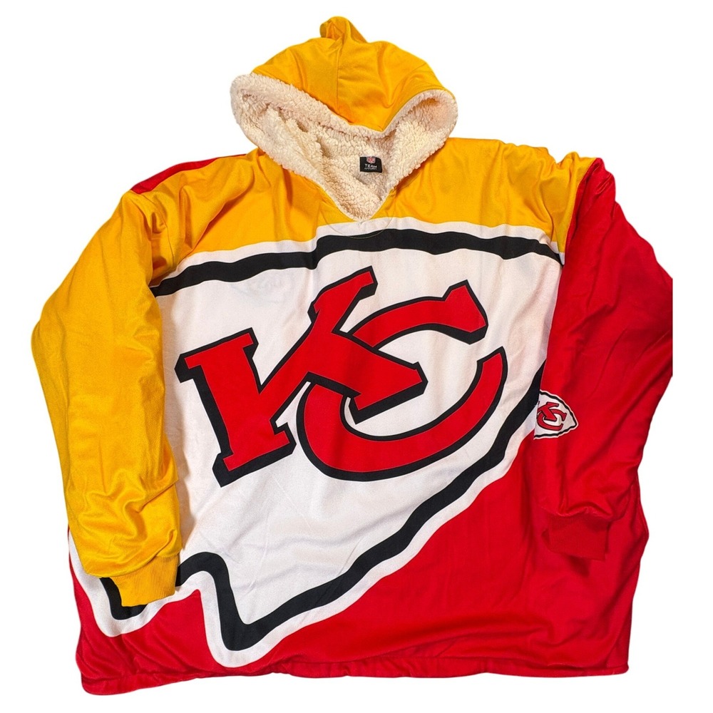 NFL Kansas City Chiefs Oversized Sherpa Lined Wearable Blanket Hoodie